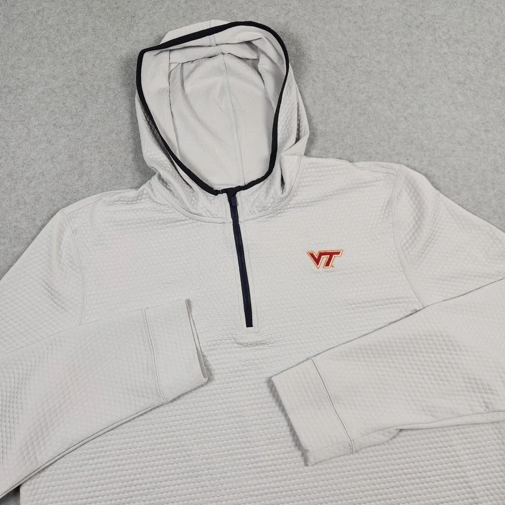 Southern Tide Hoodie XL Gray Scuttle Performance 1/4 Zip Golf Virginia Tech NCAA